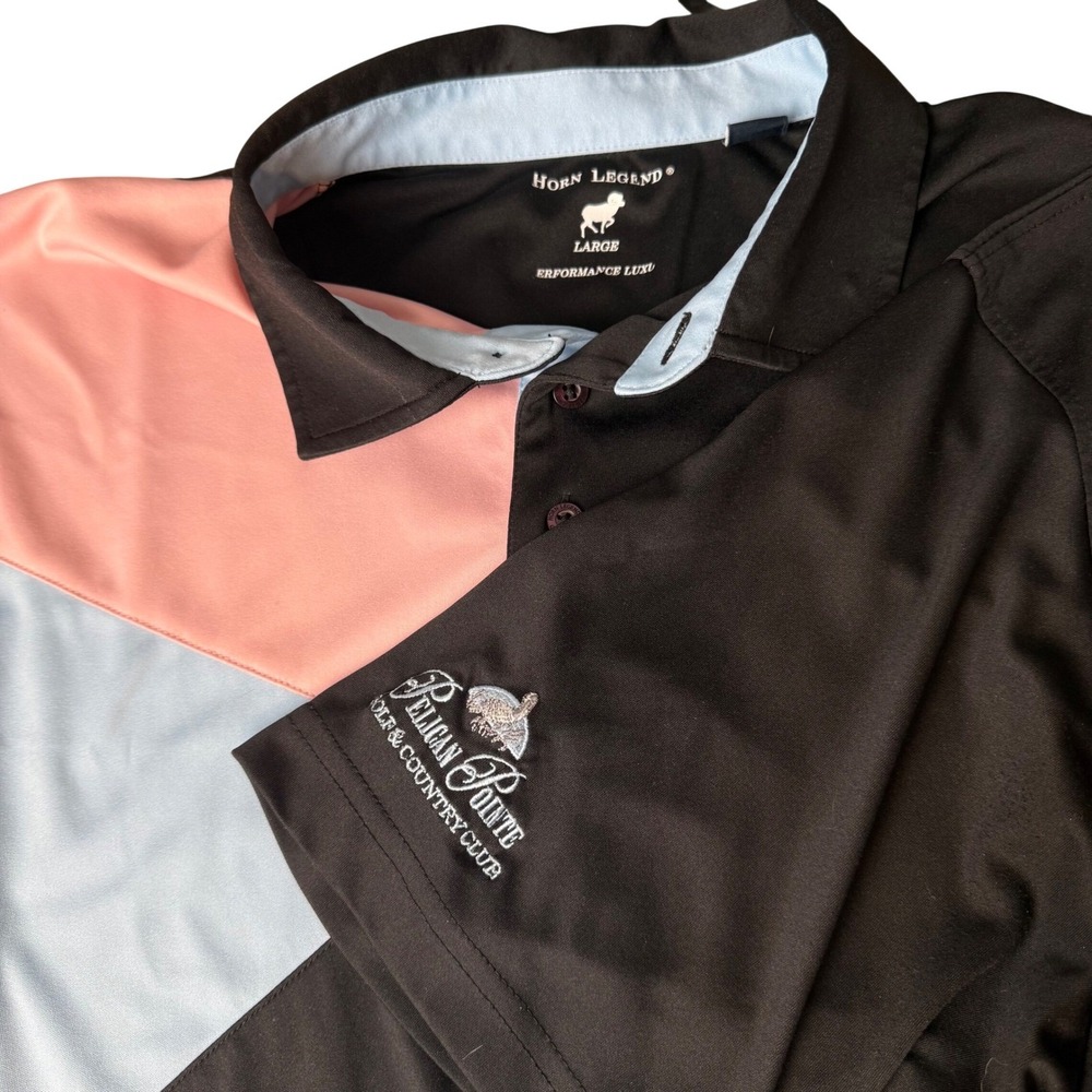 Horn Legend Mens Polo Golf Shirt Large Performance Luxury Counry Club Athletic